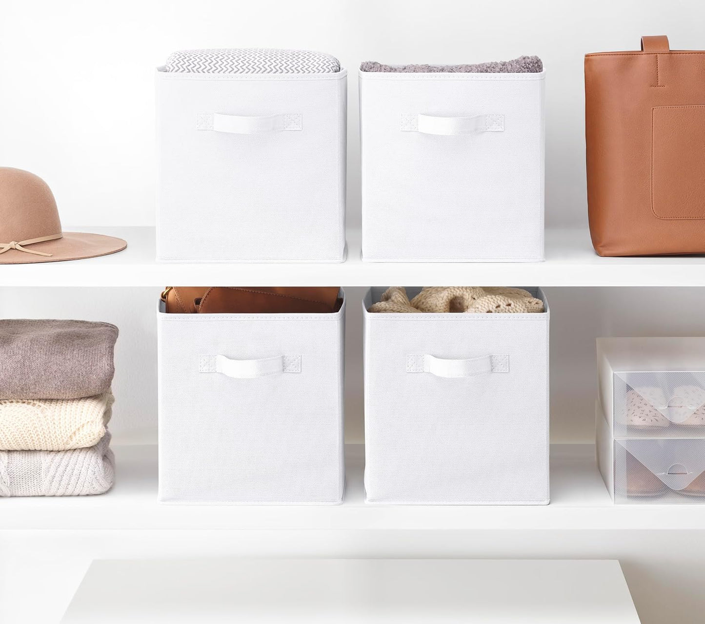 Cubos plegables 10.5x10.5x11" color blanco set 4