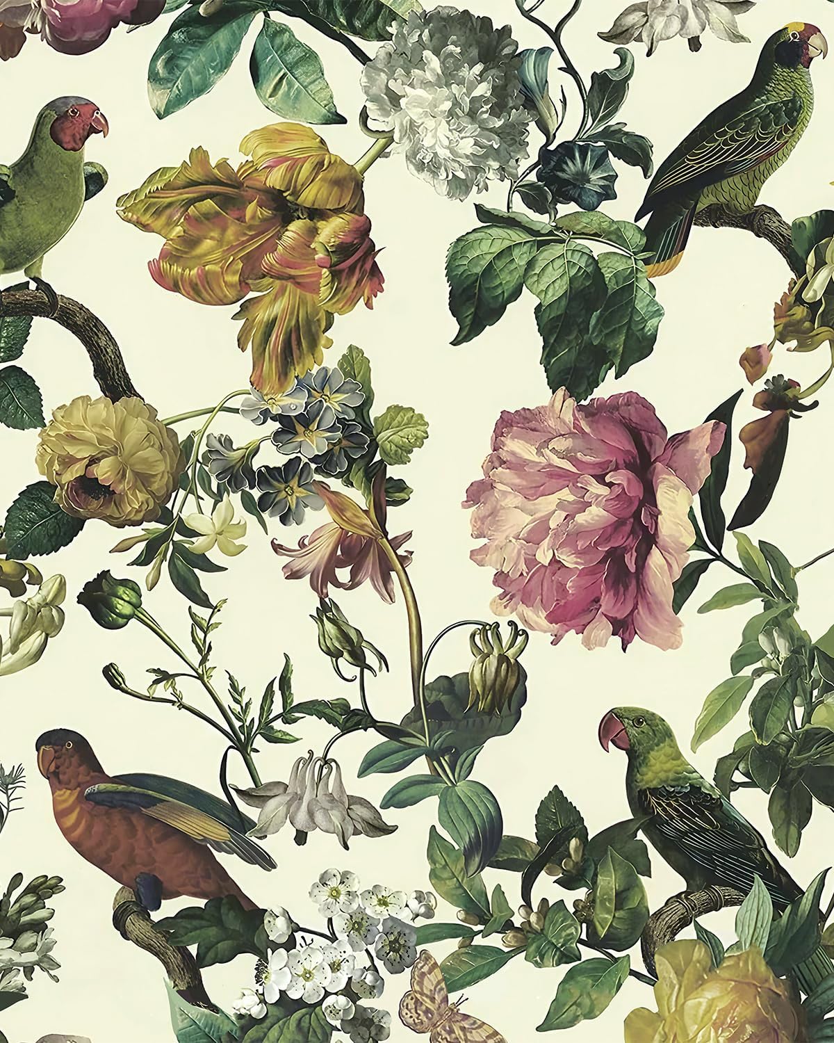 Papel tapiz floral vintage autoadhesivo 16.9x118.1pulg