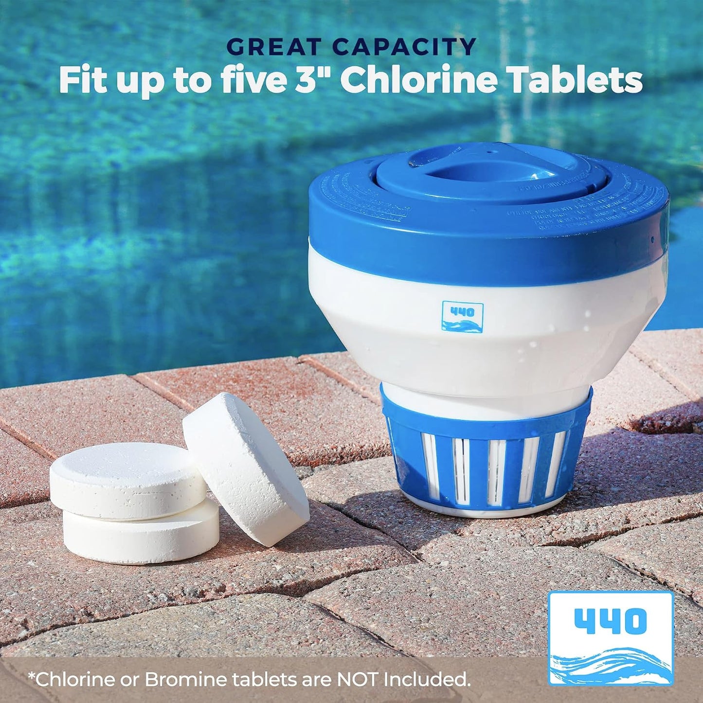 Dispensador flotante cloro piscina 3" plástico resistente