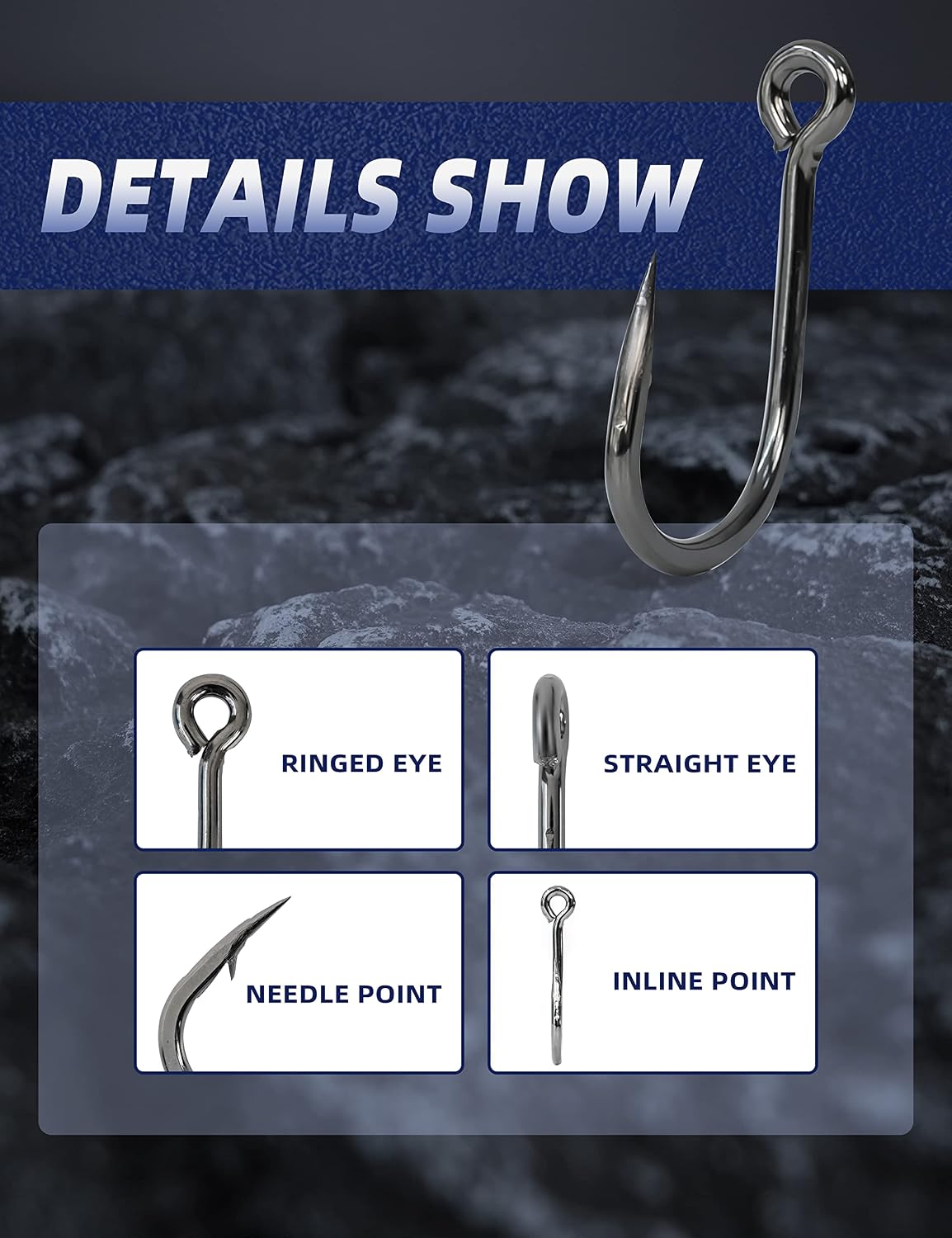 Ganchos acero inox 10uds ultra afilados para pesca