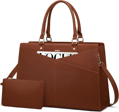 Bolsa de mano cuero para laptop 15.6 pulg color marrón