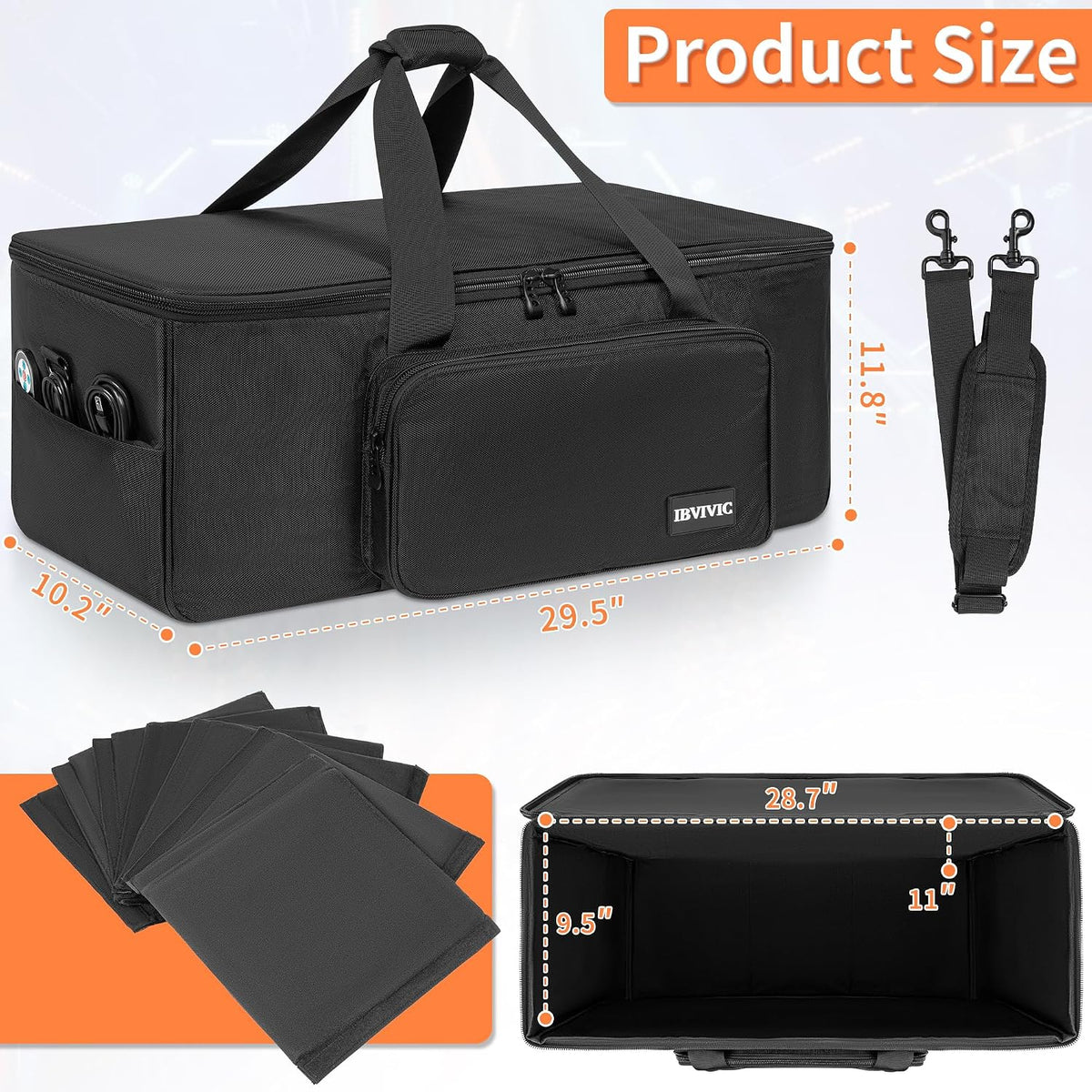 Bolsa acolchada luces par DJ 29.5x10.2pulg con divisores