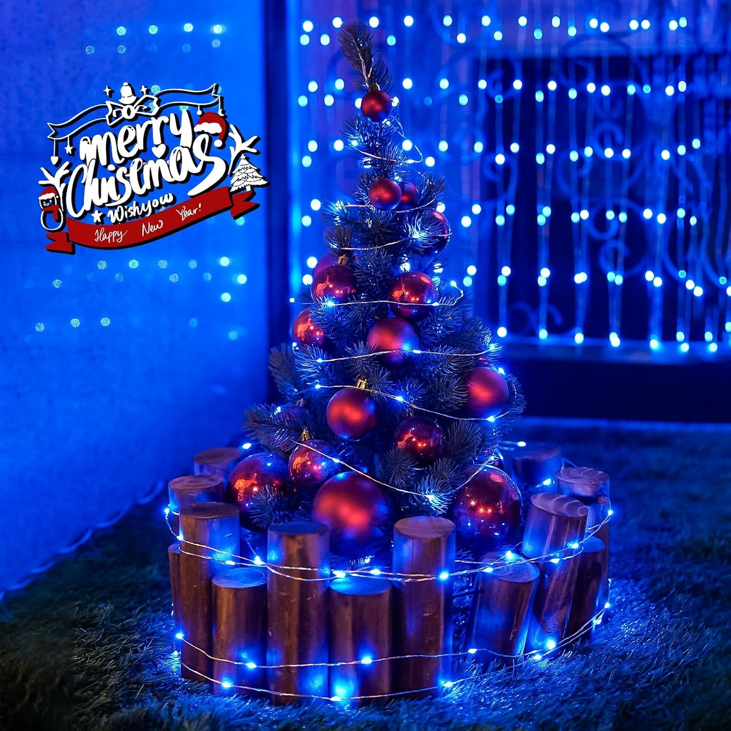 200 Luces LED Azules para Árbol Navidad 66ft 8 Modos