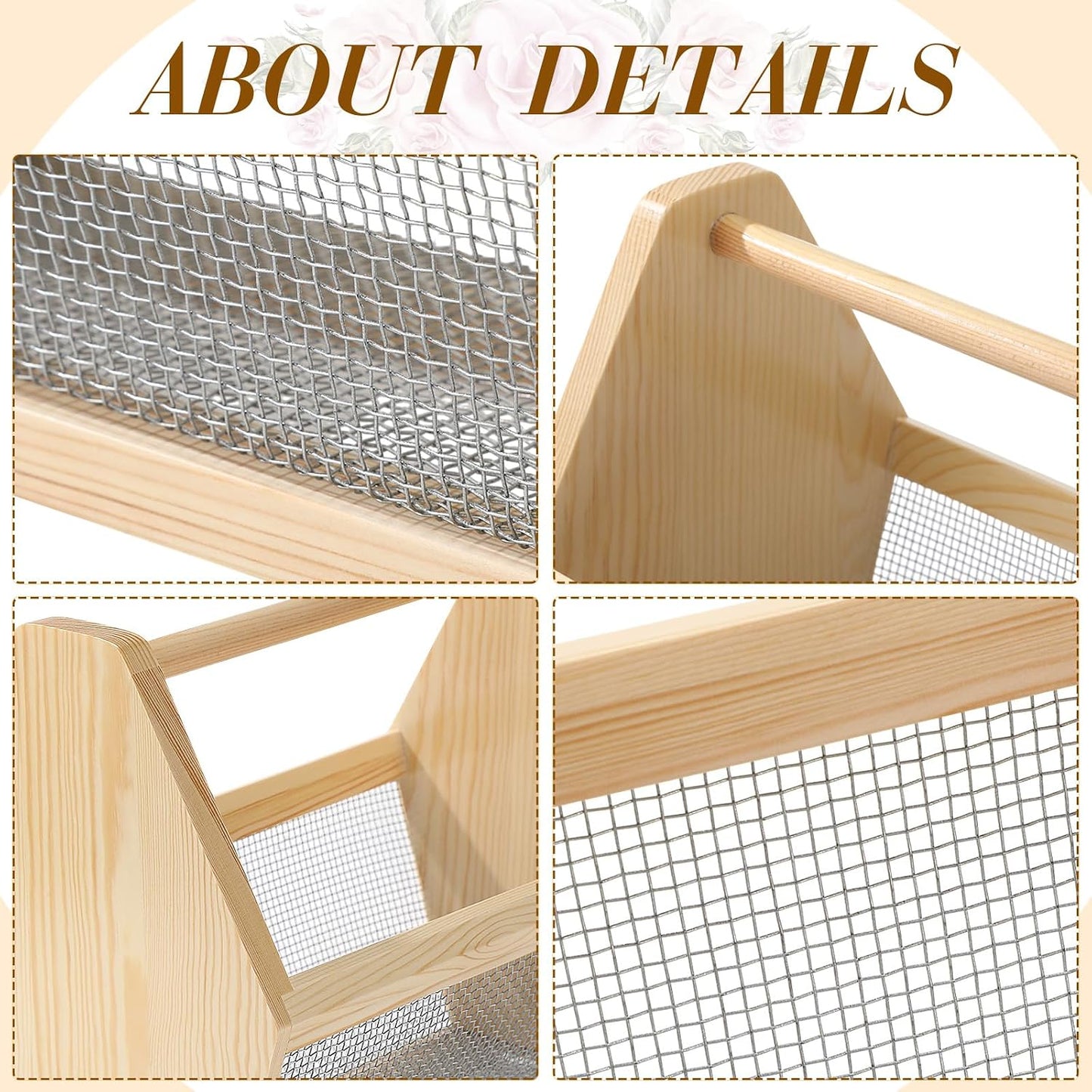 Cesta cosecha jardín malla madera 12x10pulg