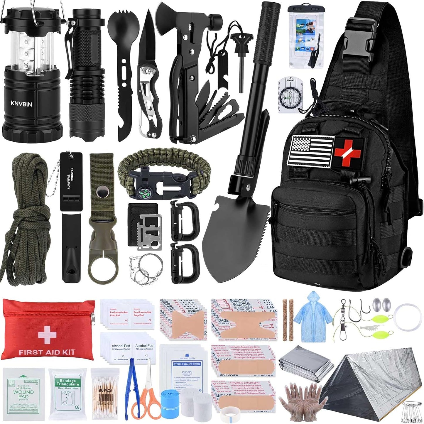 Kit supervivencia 250pcs con mochila y tienda de emergencia