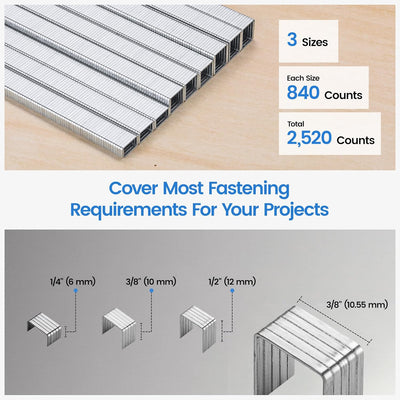 Grapas T50 1/4-3/8-1/2 pulg galvanizadas 2520uds