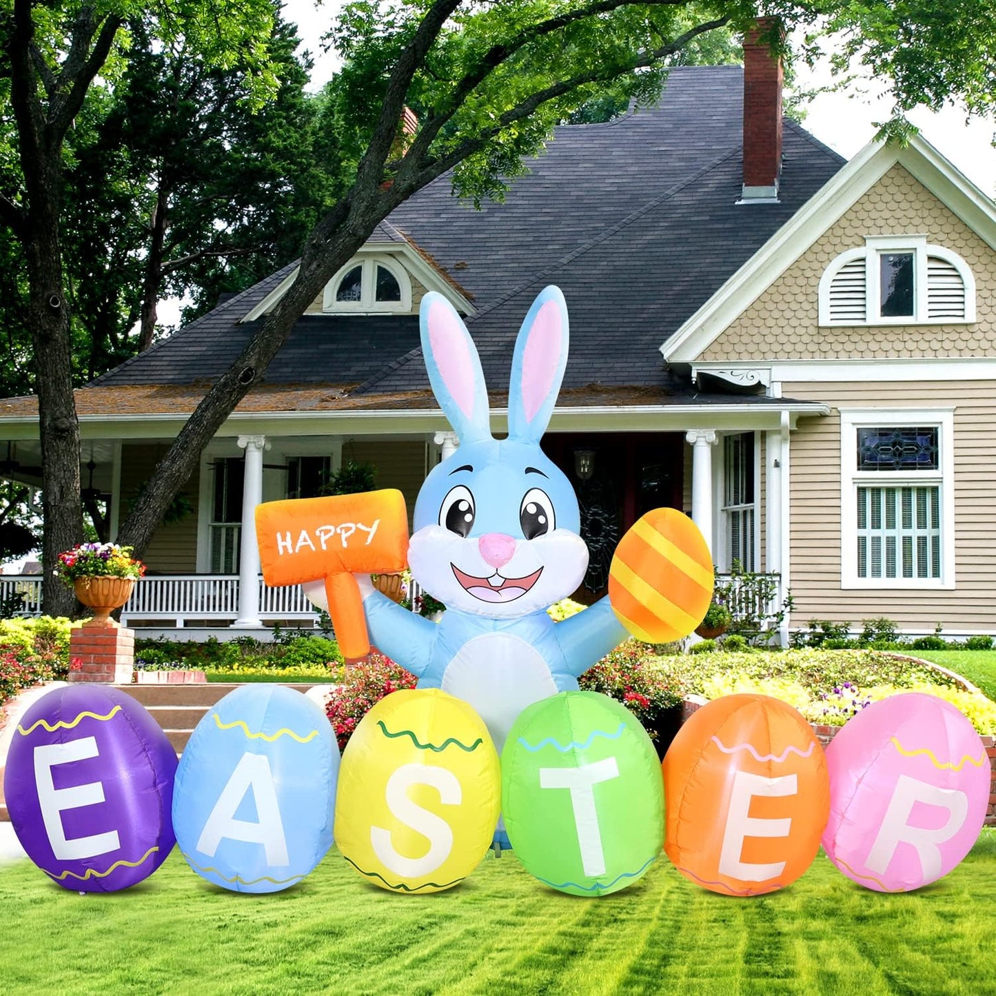 Conejito inflable Pascua 6ft con luces LED decoración