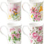 Set 4 Tazas Té Café Porcelana Hueso 9oz Floral
