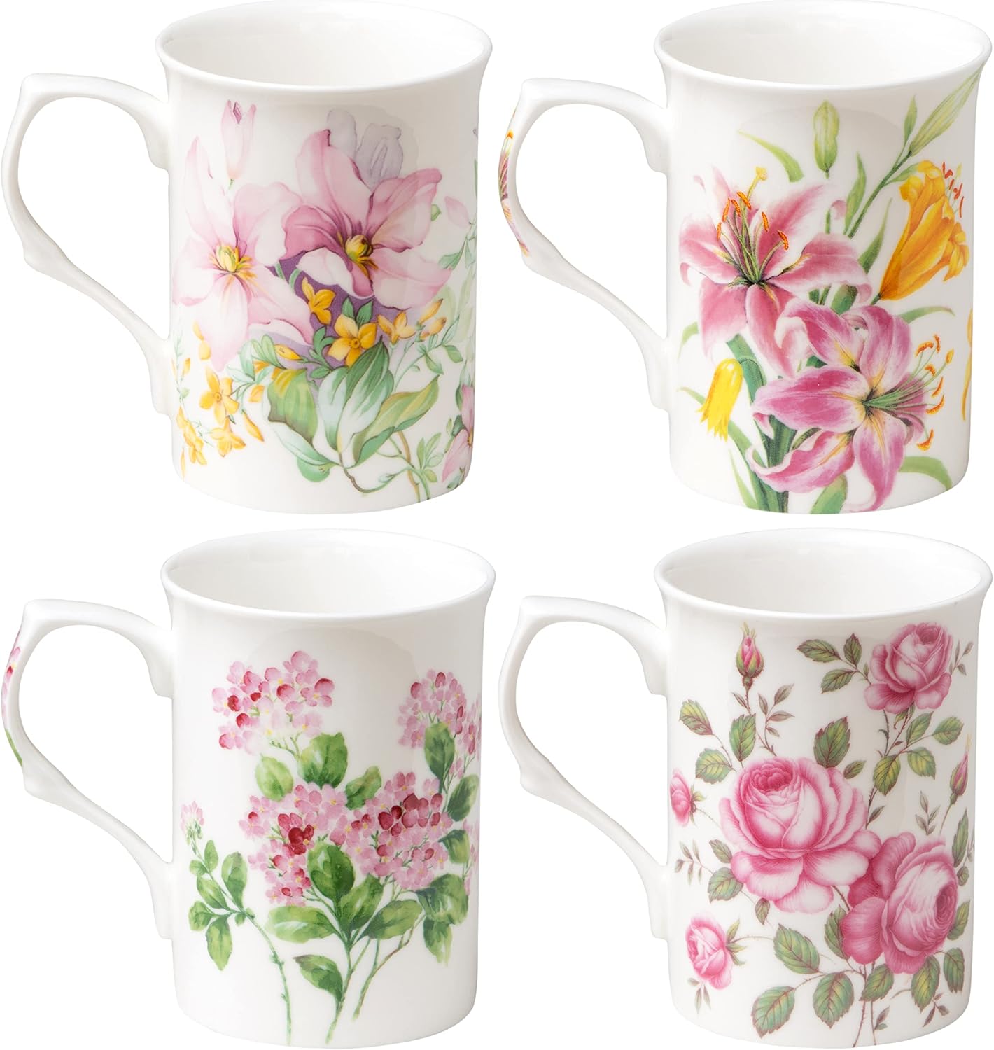 Set 4 Tazas Té Café Porcelana Hueso 9oz Floral