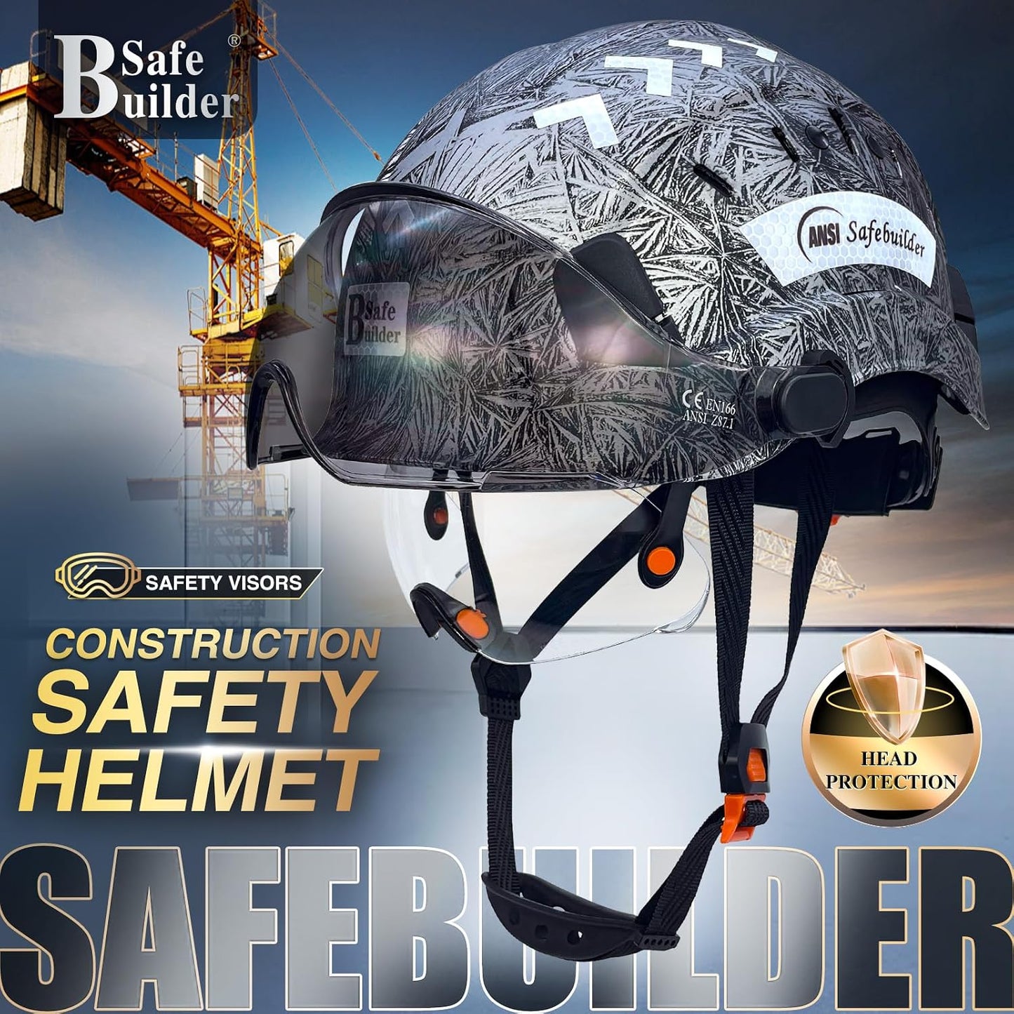 Casco seguridad construcción visera ABS ventilación ANSI