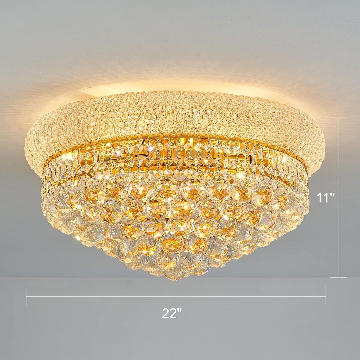Lámpara techo 9 luces cristal araña sala dormitorio dorada