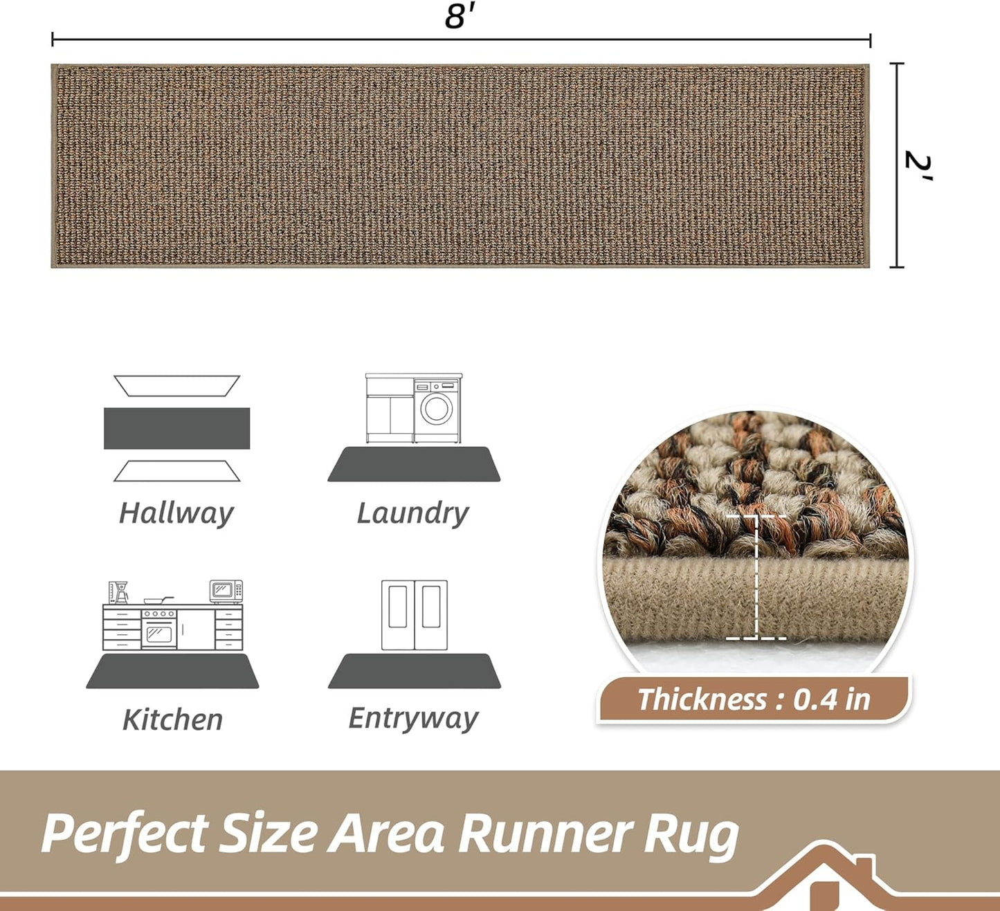 Alfombra pasillo 2x8ft antiderrap lavable resistente