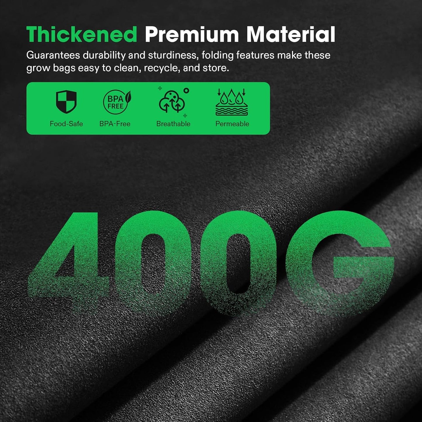3 Pzas Bolsas Cultivo 38lt Tela Transpirable con Asas