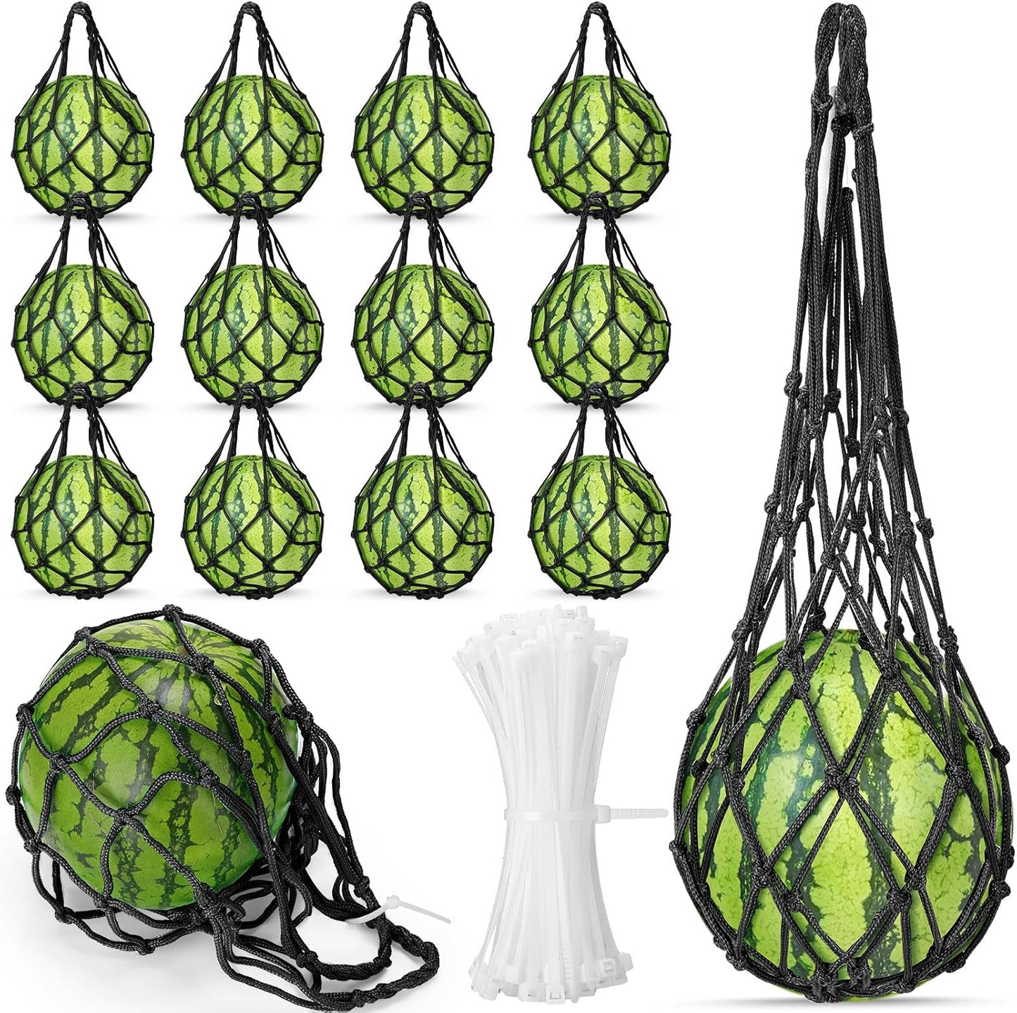 Hamaca melón sandía 12uds soporte jardín bolsa colgante negro