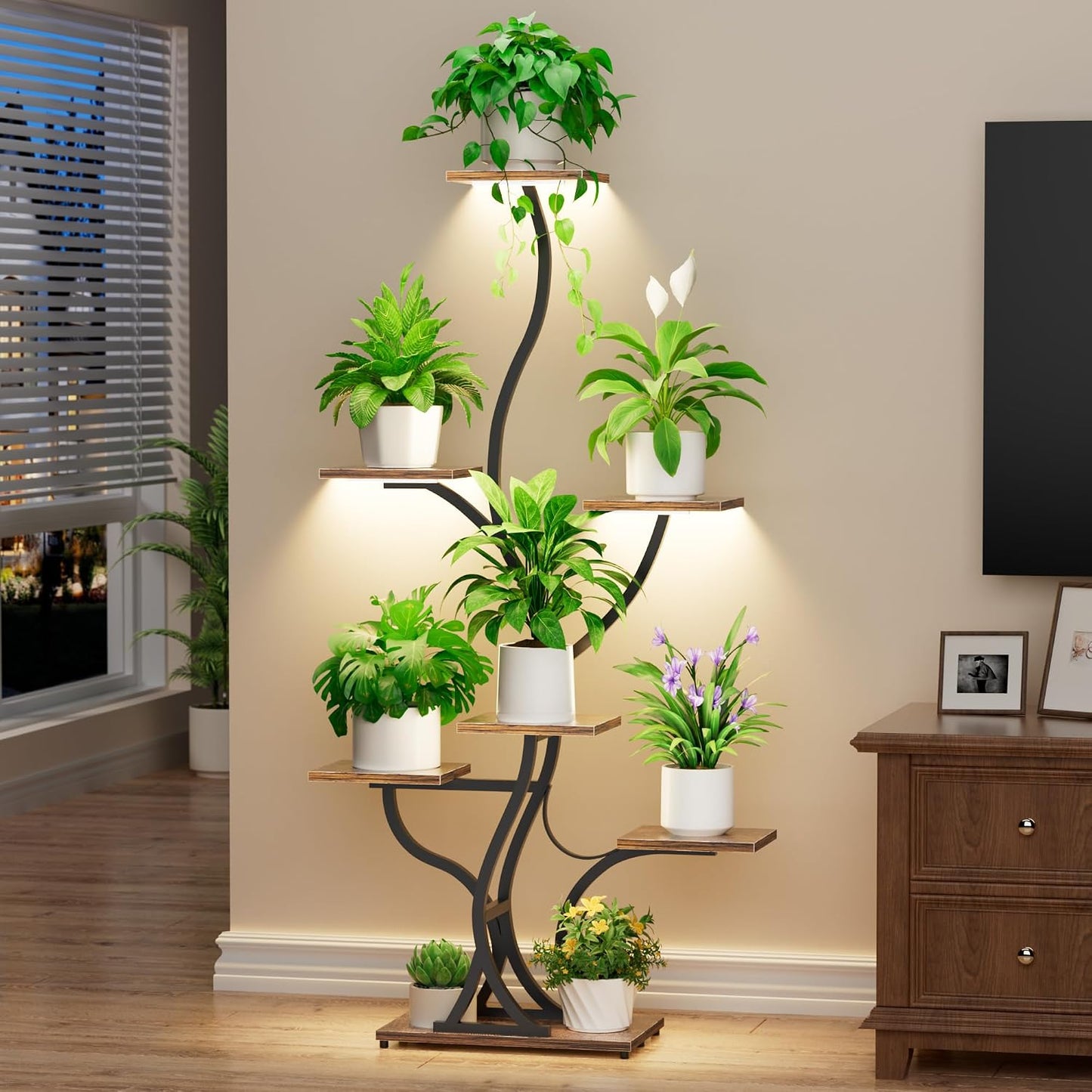 Soporte plantas interior con luces 59pulg 7 niveles