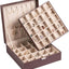 Organiz. aretes caja joyería 50 ranuras doble capa marrón