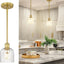 Lámpara colgante cocina 1 luz vidrio martillado dorado