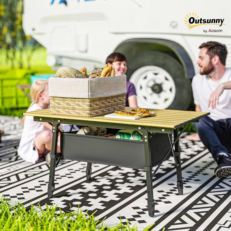 Mesa campamento plegable aluminio 3ft color marrón con bolsa