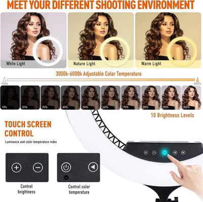 Anillo luz LED 21pulg regulable con soporte y control