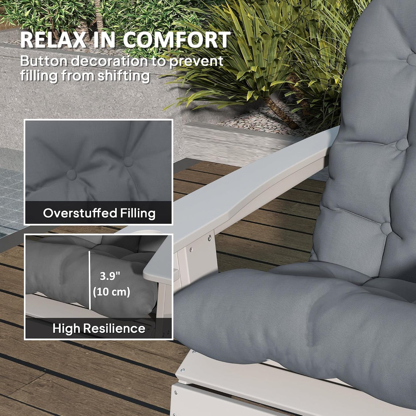 2 Pzas Cojines Silla Exterior Almohadillas Antiderrap