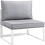 Silla aluminio patio sin brazos blanco y gris