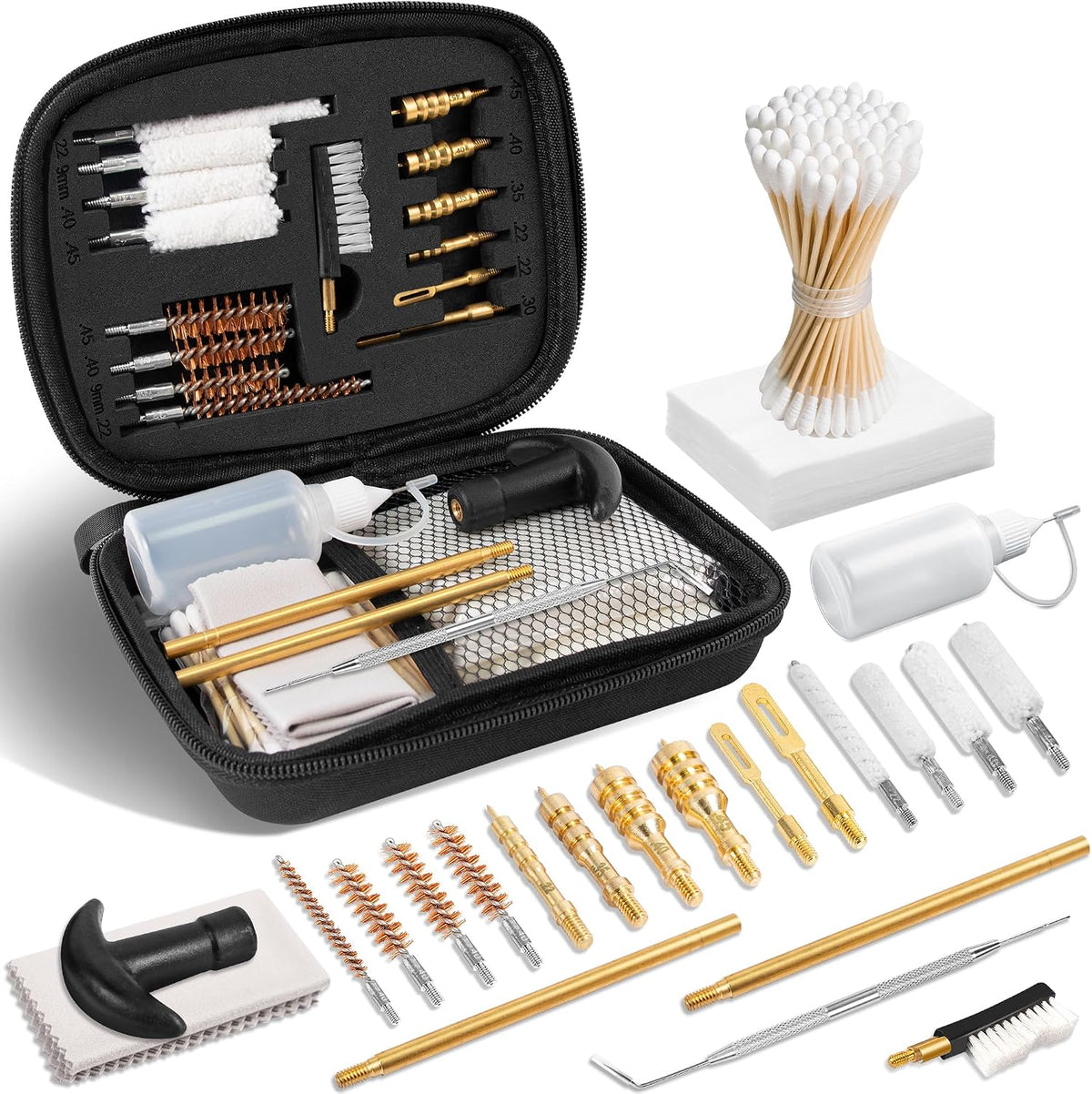 Kit limpieza pistola universal con funda bronce y plástico