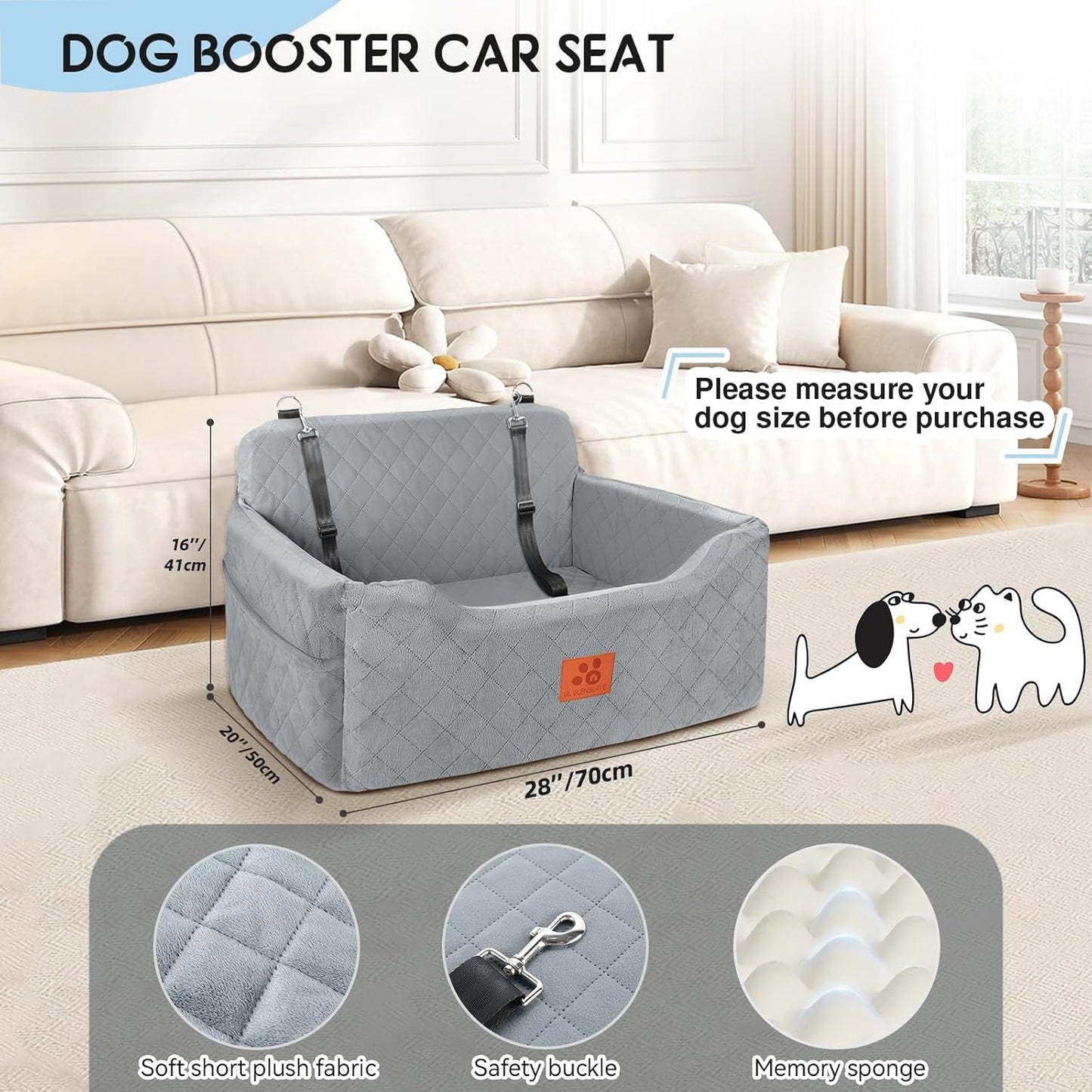Asiento automóvil perros medianos/grandes elevador lavable