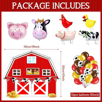 Kit decoración Halloween auto 42pzas cerdo pato globo vaca