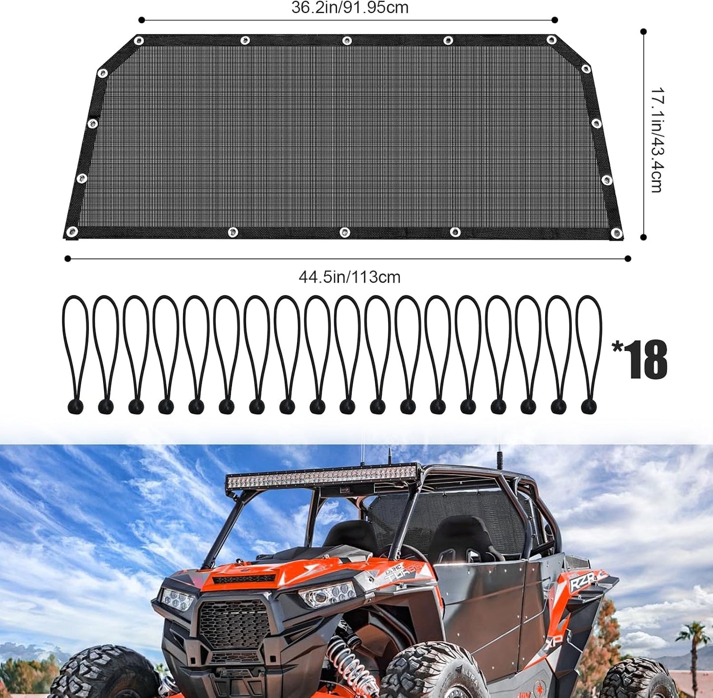 Red trasera UTV comp RZR PRO XP 4 Pro R Turbo R malla suave