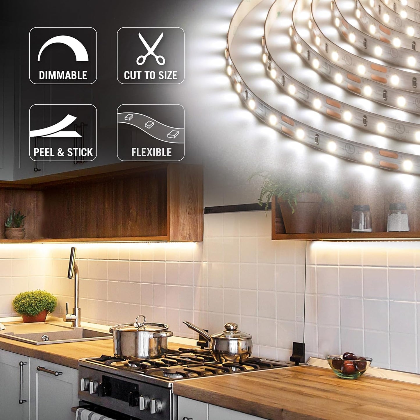 Tira luces LED blancas 12V 60led/m 8.2pies