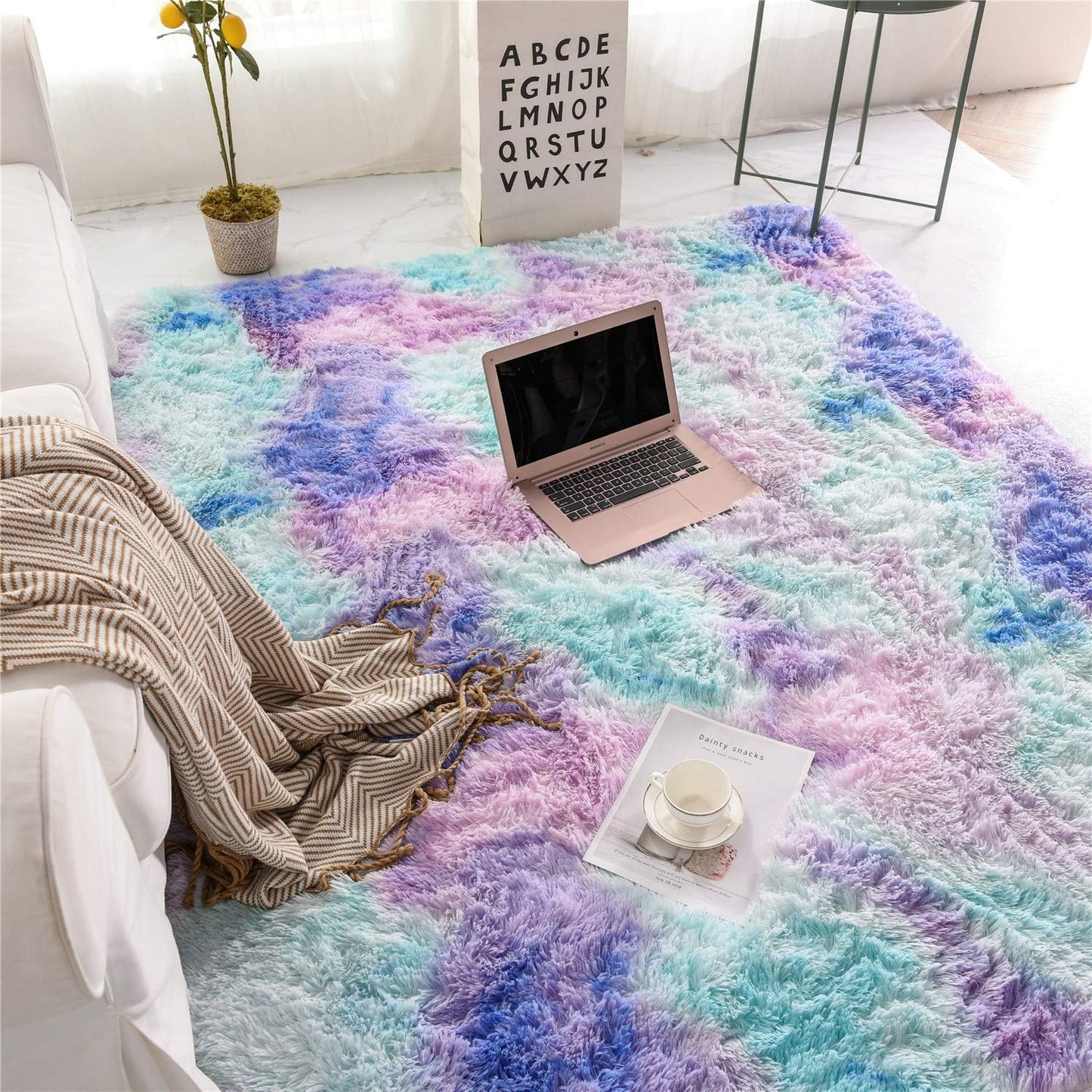 Alfombra felpa rectangular para dormitorio niños aula