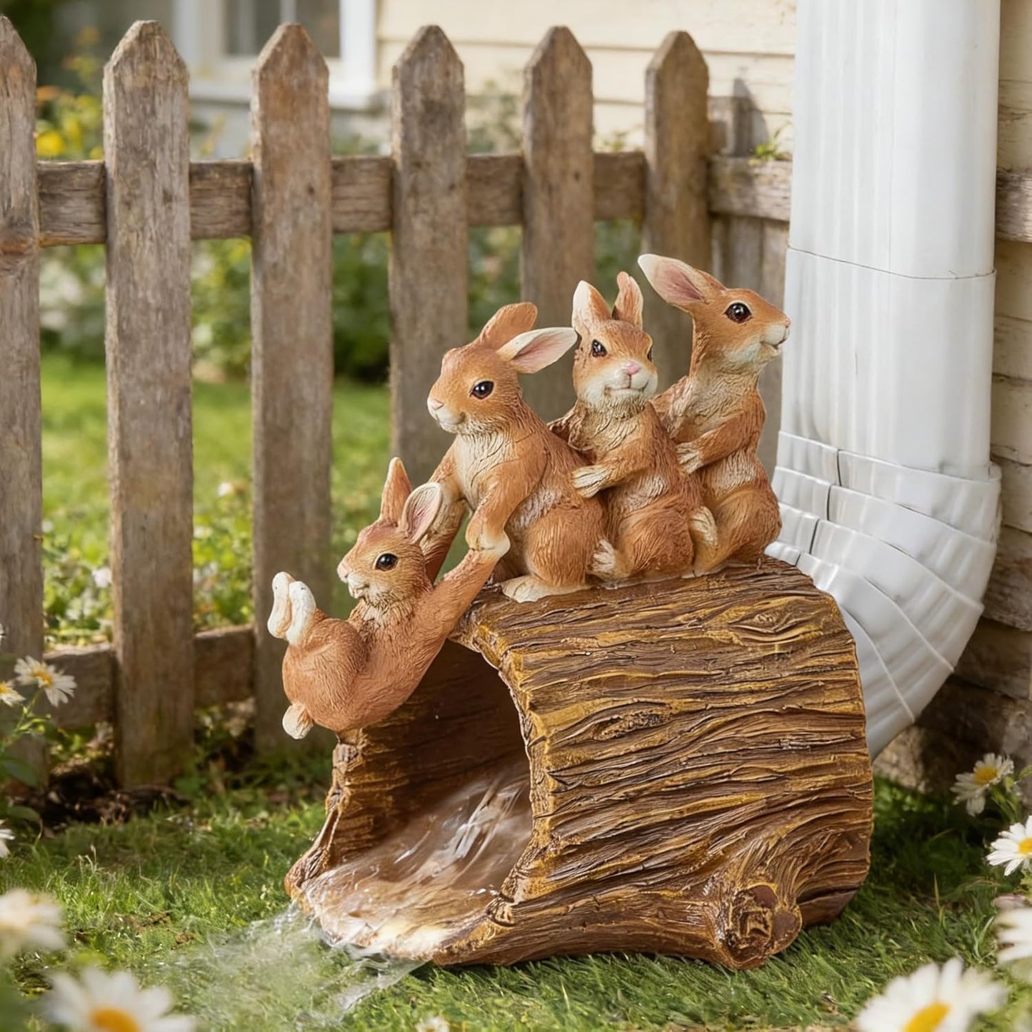 Escultura decorativa conejo para canalón 3x4pulg