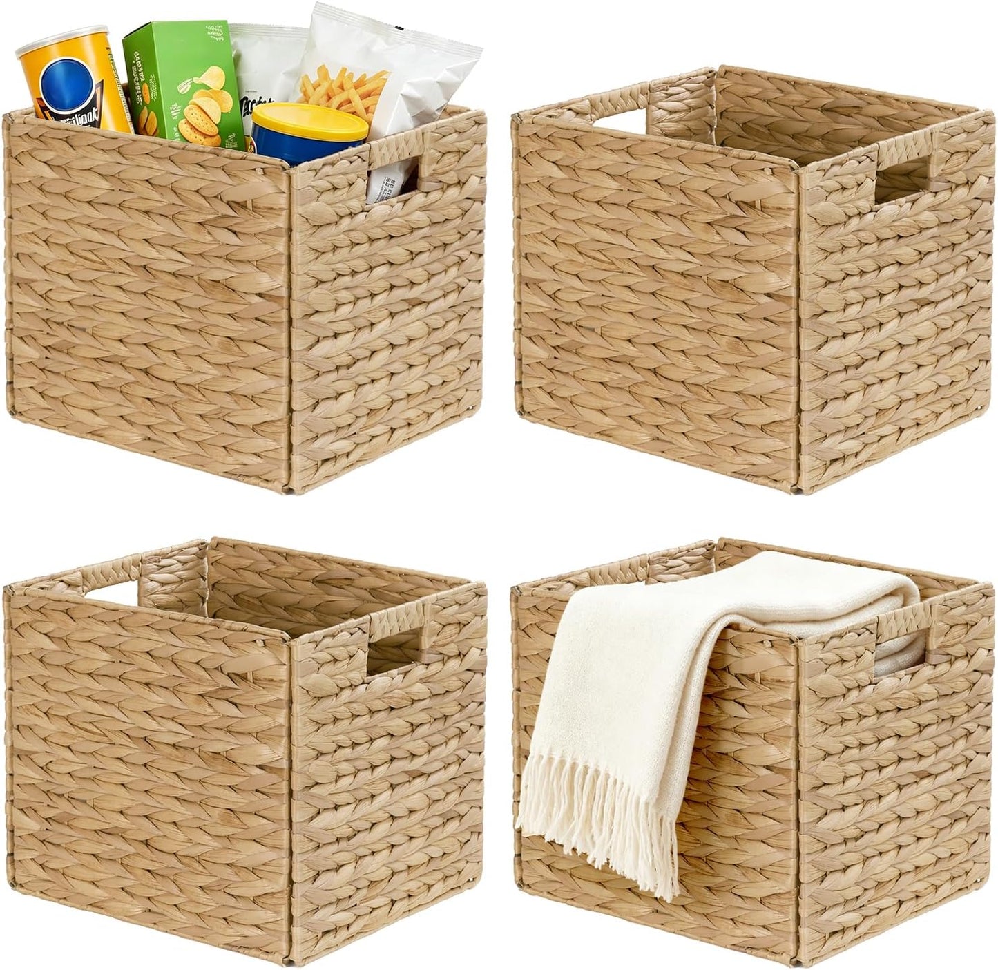 4 Cubos Mimbre Jacinto 13x11" Organiz. Plegable