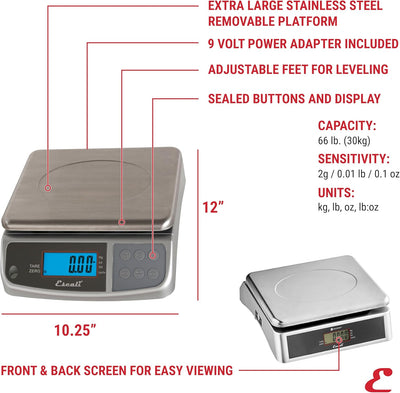 Báscula digital acero inox 66lb cocina e industrial