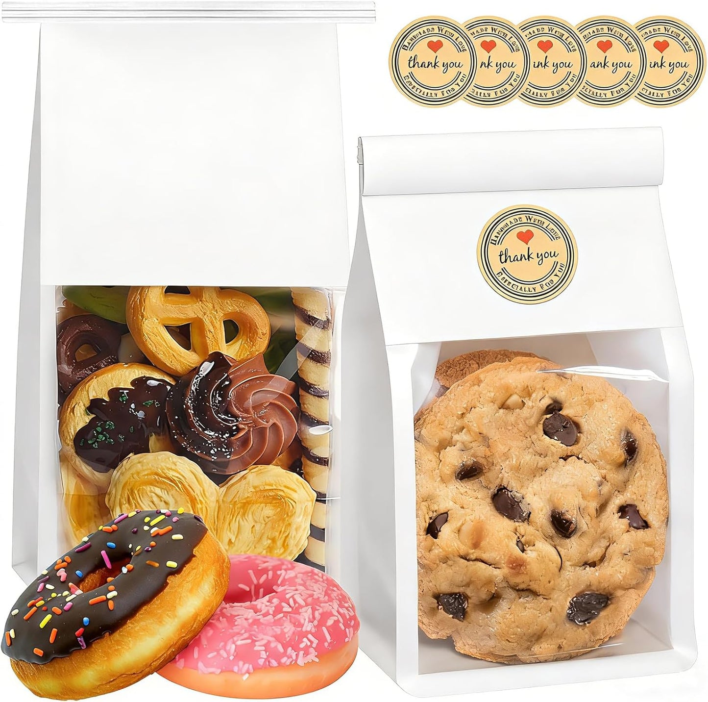 Bolsas de pan con ventana para galletas, muffins y brownies 50 piezas