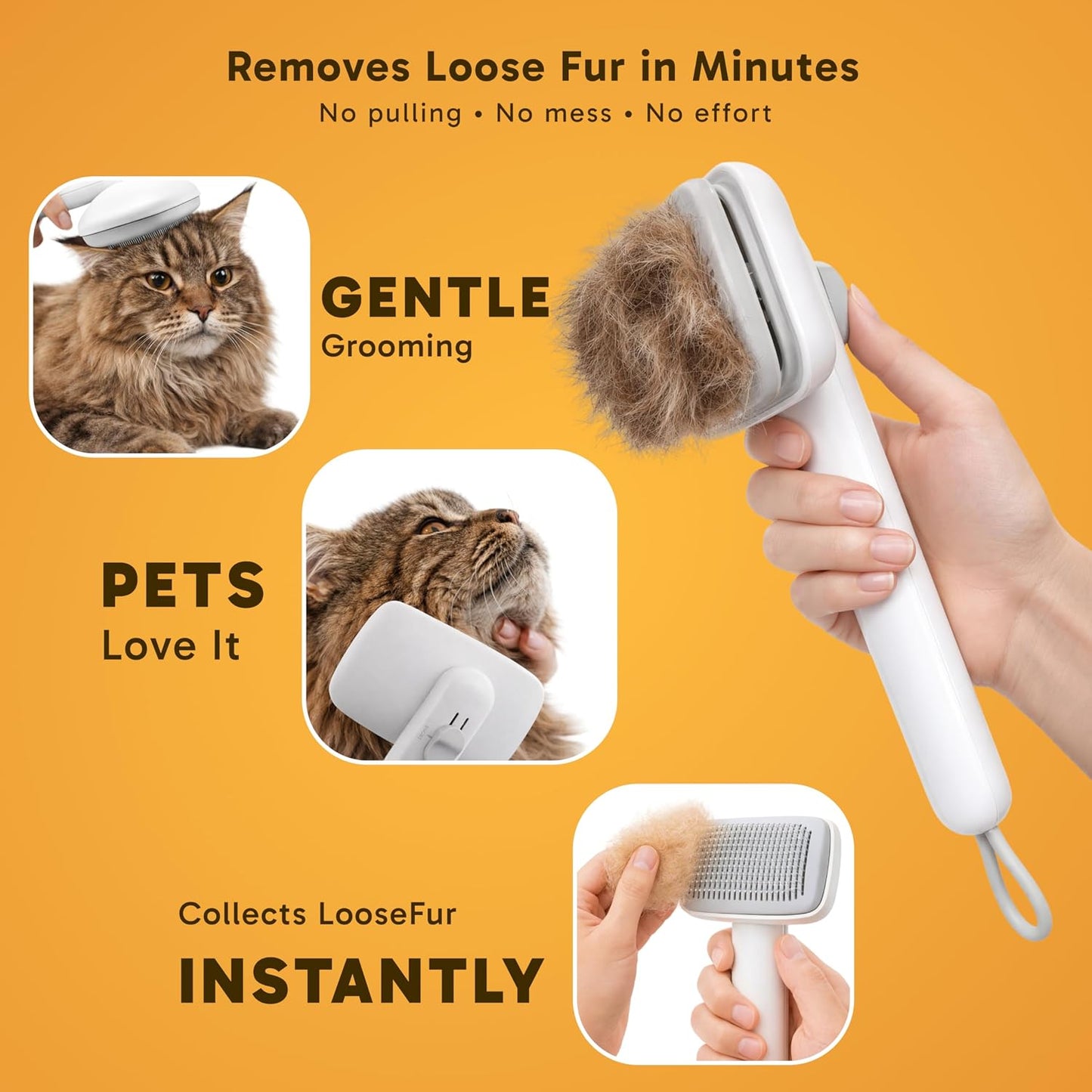 Cepillo pelo mascotas autolimpiante deshedding blanco