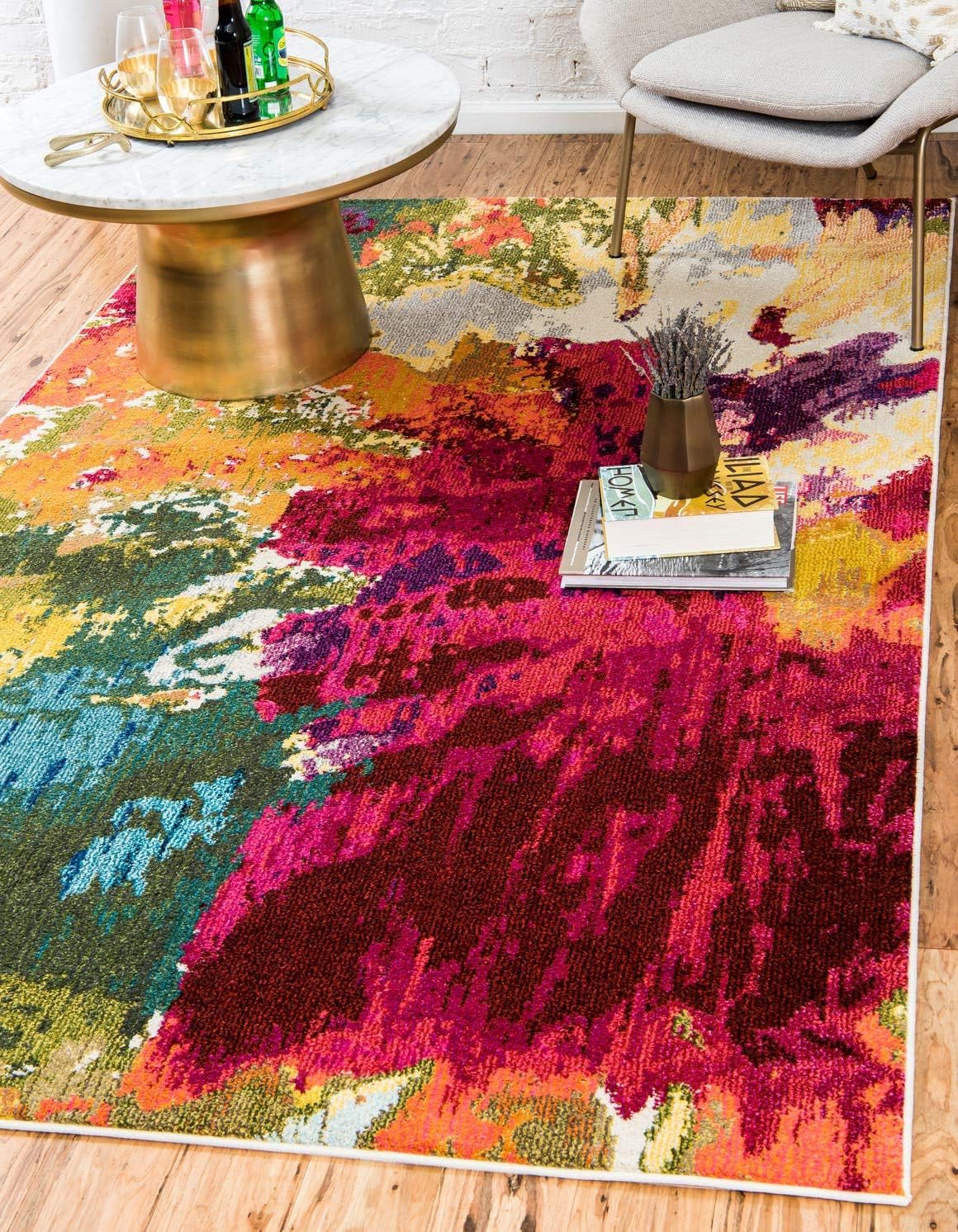 Alfombra área abstracta moderna 5x8ft multicolor