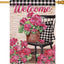 Bandera geranio rosa 28x40" doble cara búfalo negro y blanco