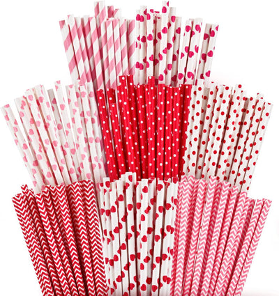 200 Popotes San Valentín Corazón a Rayas 8 Estilos