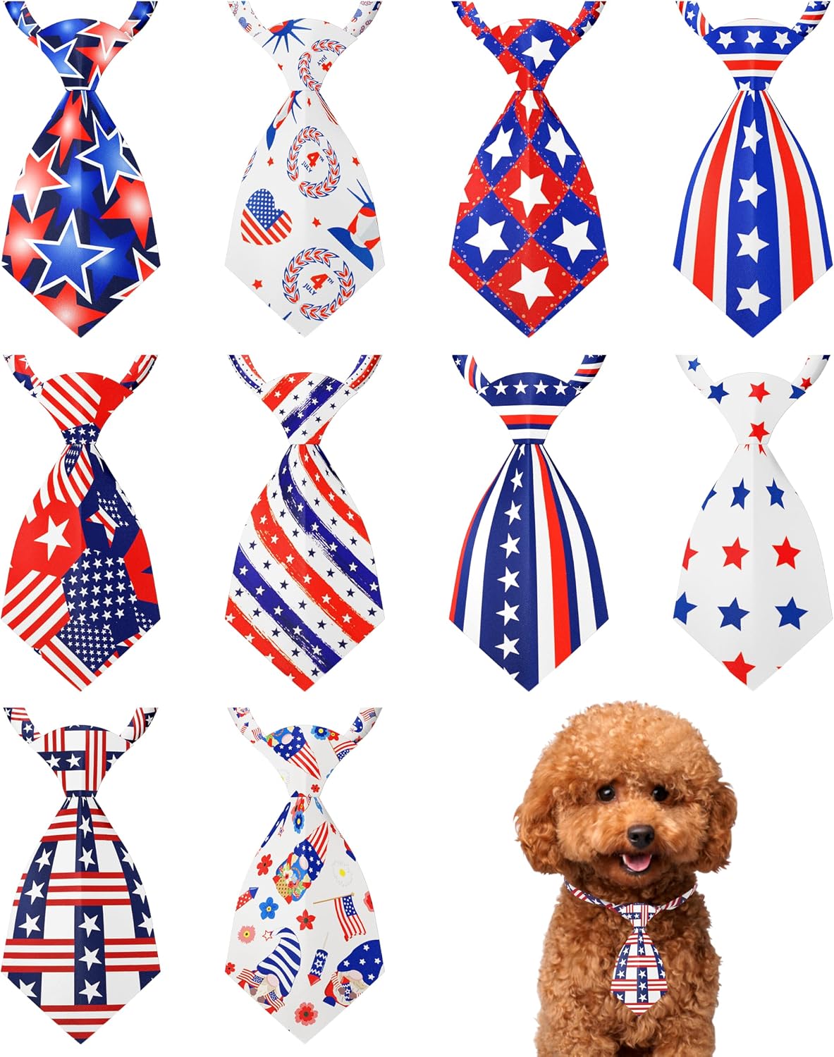 Corbatas ajustables para perros y gatos 4 de Julio patrióticas