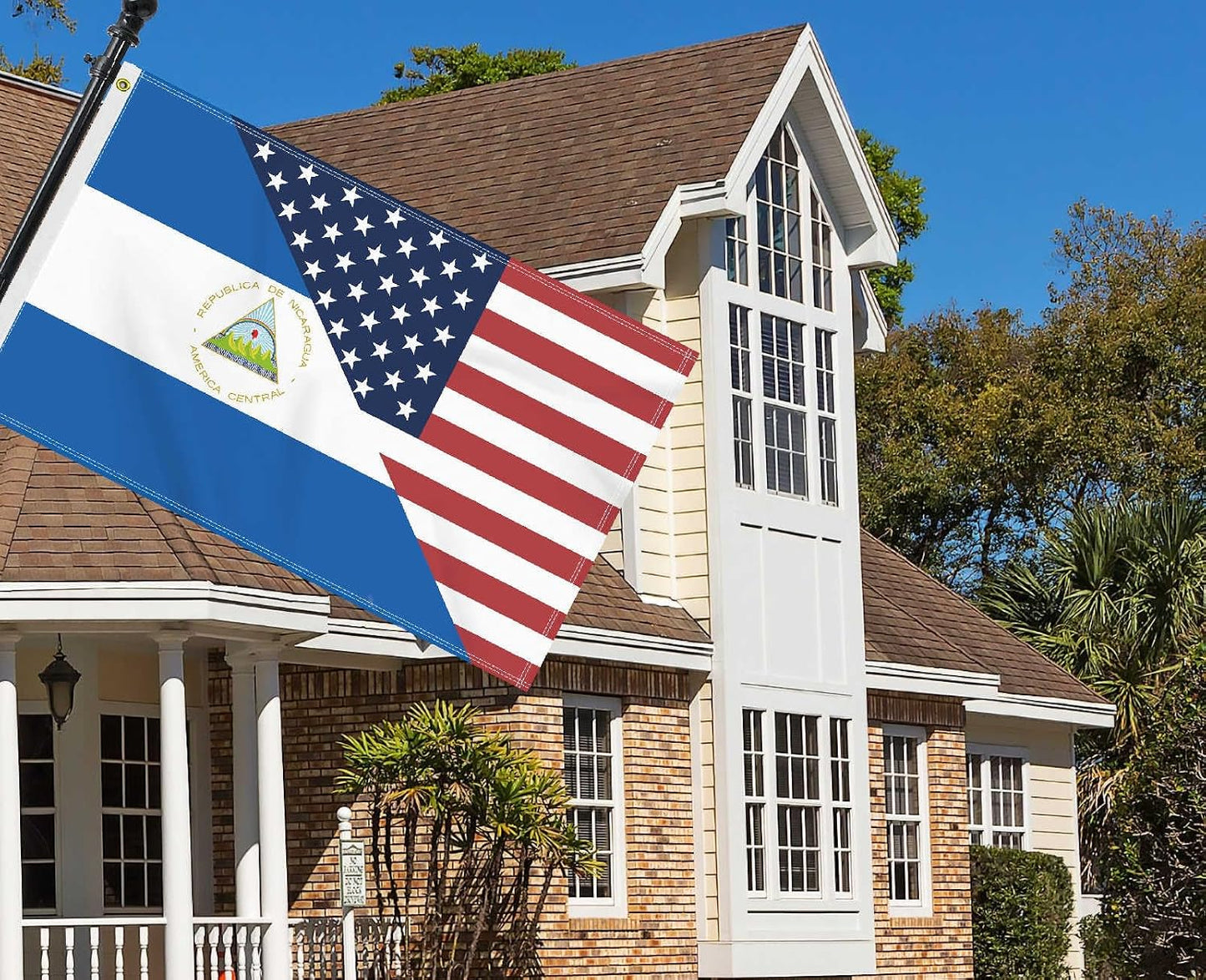 Bandera Nicaragua 3x5ft 150D doble cara con grommets latón