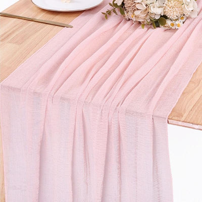 Camino mesa gasa bohemio 13ft color rosa rubor 35x157pulg