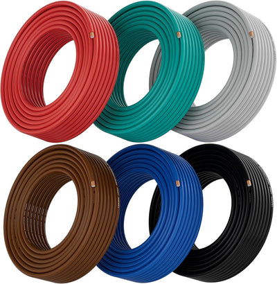 Cable CCA 50pies 6 Pzas negro/rojo/gris/azul/verde/marrón