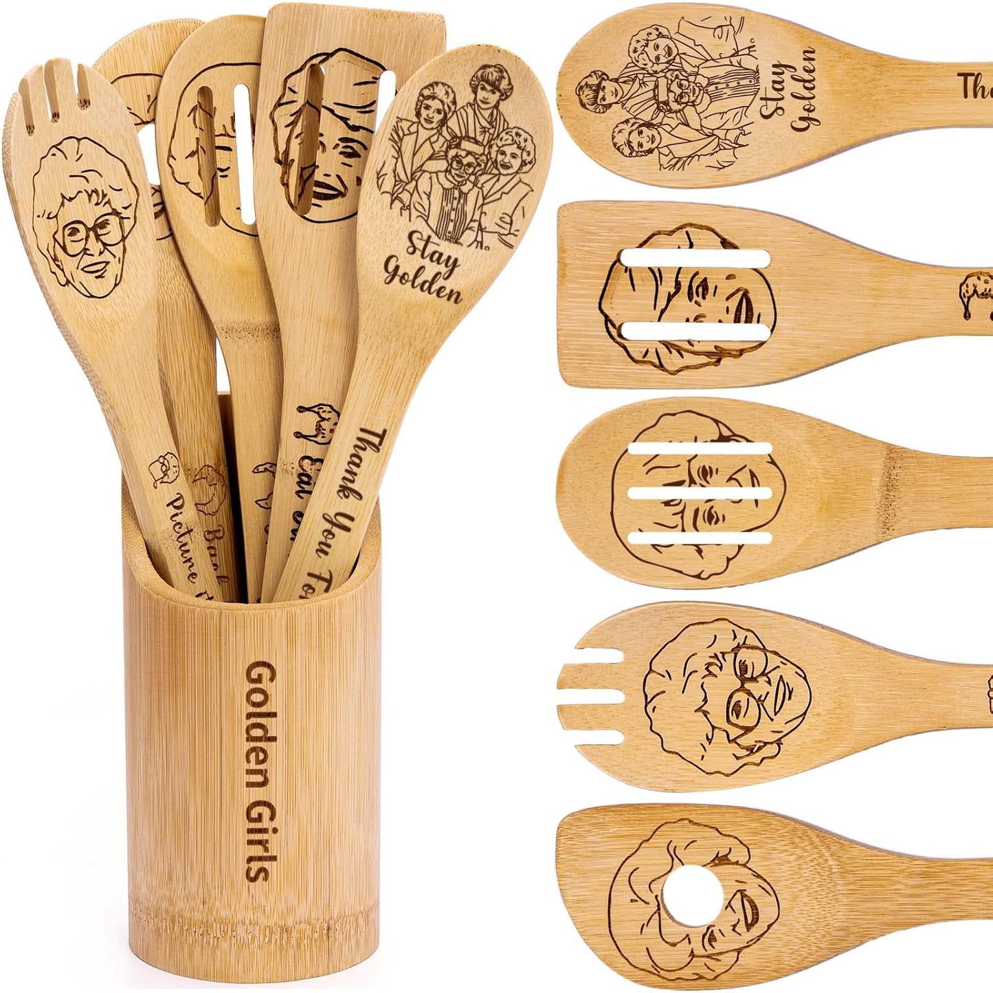 Cucharas madera para mujer 5 pzas Golden Girls