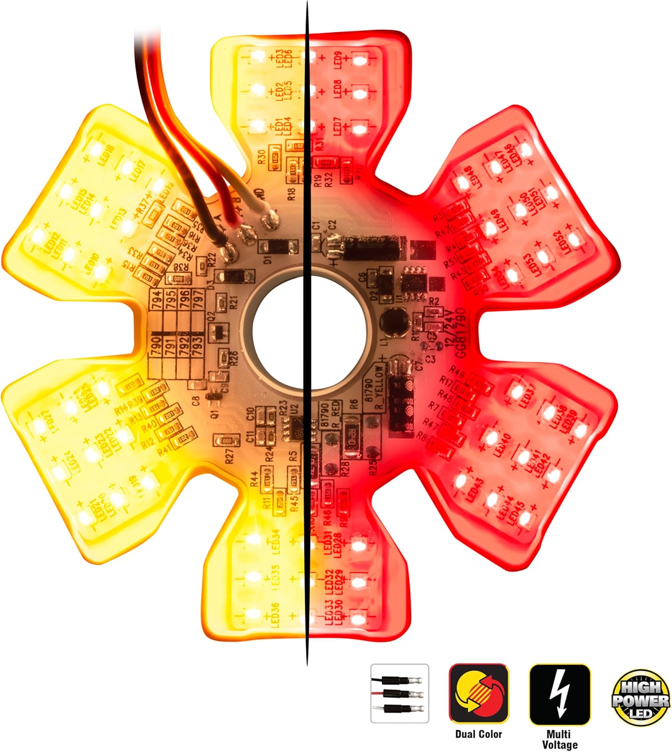 Filtro aire hexágono color ámbar/rojo luz LED 54uds