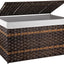 Cesta almacenamiento mimbre sintético 160L asa marrón