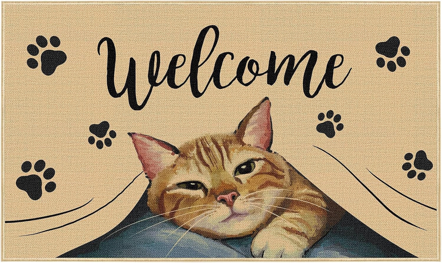 Tapete bienvenida gato antiderrap 29x17"