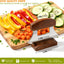 Cuchillo mezzaluna afilado con soporte de madera para ensaladas y verduras