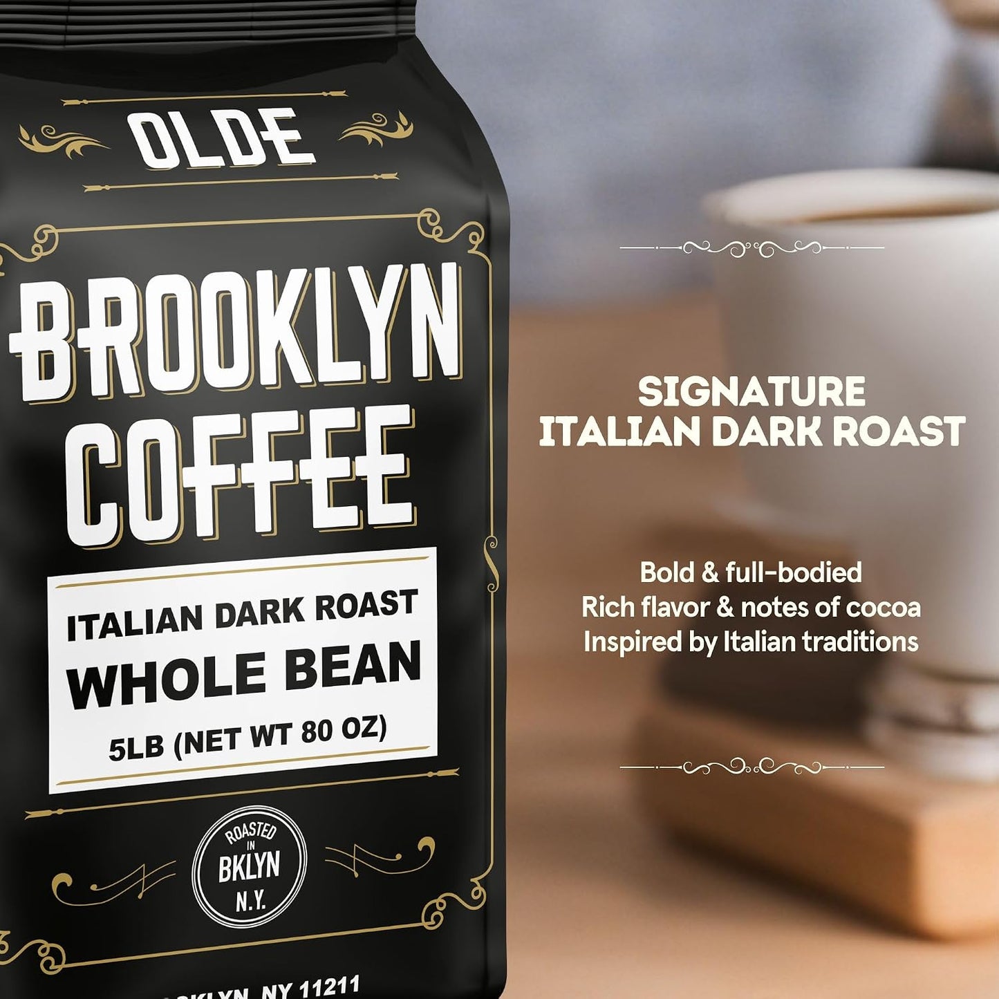 Granos café tostado oscuro italiano 5lb extra fuerte