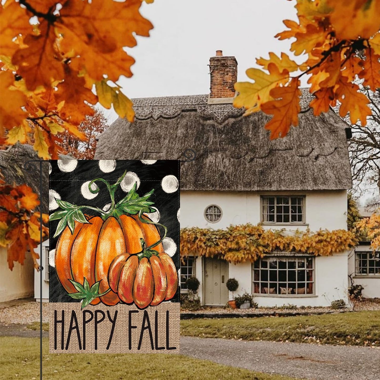 Bandera jardín calabaza happy fall doble cara decorativa